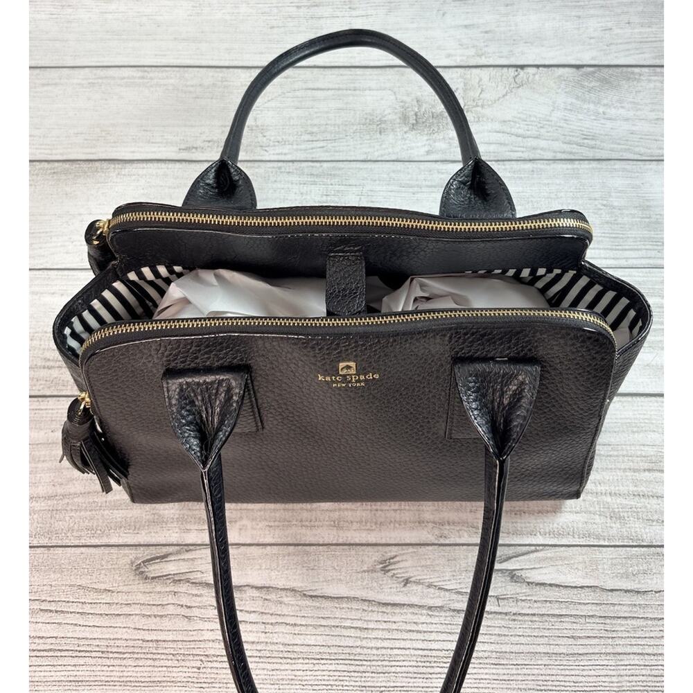 Kate Spade Southport Avenue Lydia Black Leather Large Satchel Shoulder Bag Purse - Picture 5 of 14